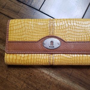 Yellow Leather Fossil Wallet